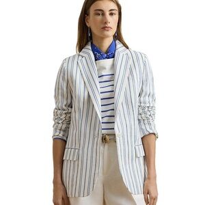 Lauren Ralph Lauren Blue and White Striped Blazer
